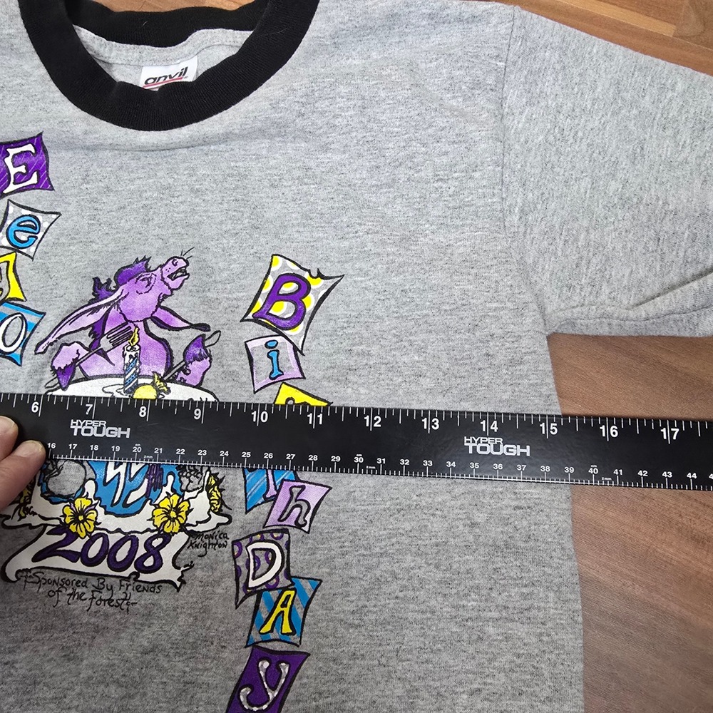 Vintage 2008 Eeyore's Birthday Party Austin TX Ringer T-Shirt Anvil Youth M Gray - Picture 3 of 5